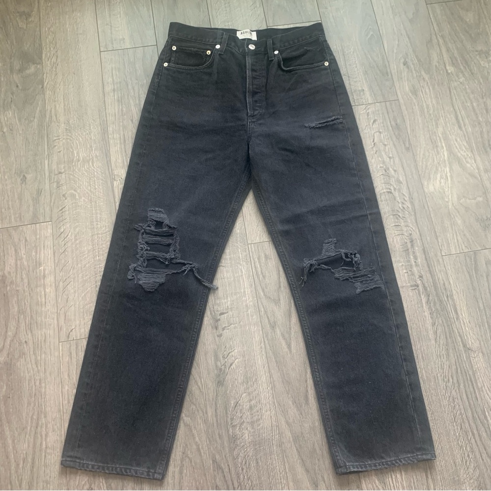 New Aritzia Agolde 90s in Audio Black Distressed Jeans